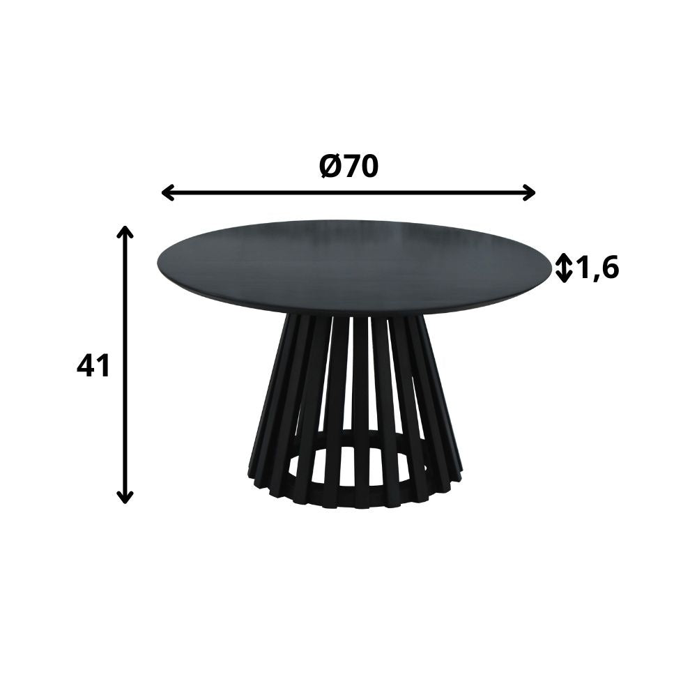 Mesa de centro Rory Negro Dimehouse Negro L x An x Al 75x75x45 Madera de acacia Blanco indicación del tamaño de la foto
