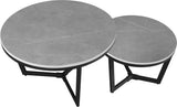 Juego de mesa de café de 2 Brady Round Marmerlook Gray