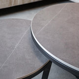 Juego de mesa de café de 2 Brady Round Marmerlook Gray