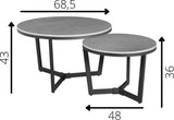 Juego de mesa de café de 2 Brady Round Marmerlook Gray