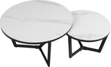 Juego de mesa de café de 2 Brady Rond Marmerlook White