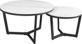 Juego de mesa de café de 2 Brady Rond Marmerlook White