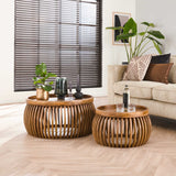 Mesa de centro Hans DH Interior Mango L x An x Al 88x88x45 Madera de mango Vista frontal diagonal de la foto atmosférica.