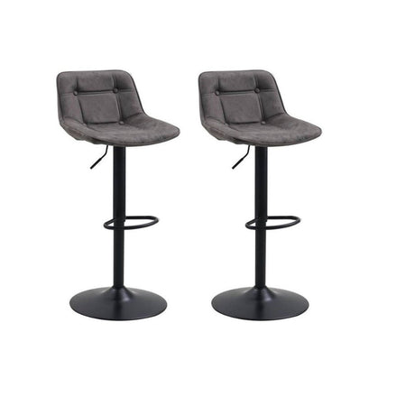 Juego de 2 Taburetes de Bar Industriales Giratorios Antracita de Tela de Microfibra Keston - Ajustable 