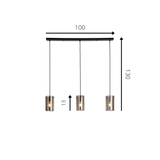 Hanglamp Hugo Dimehouse Antraciet LxBxH 102x26x19 Glas Witfoto maatindicatie