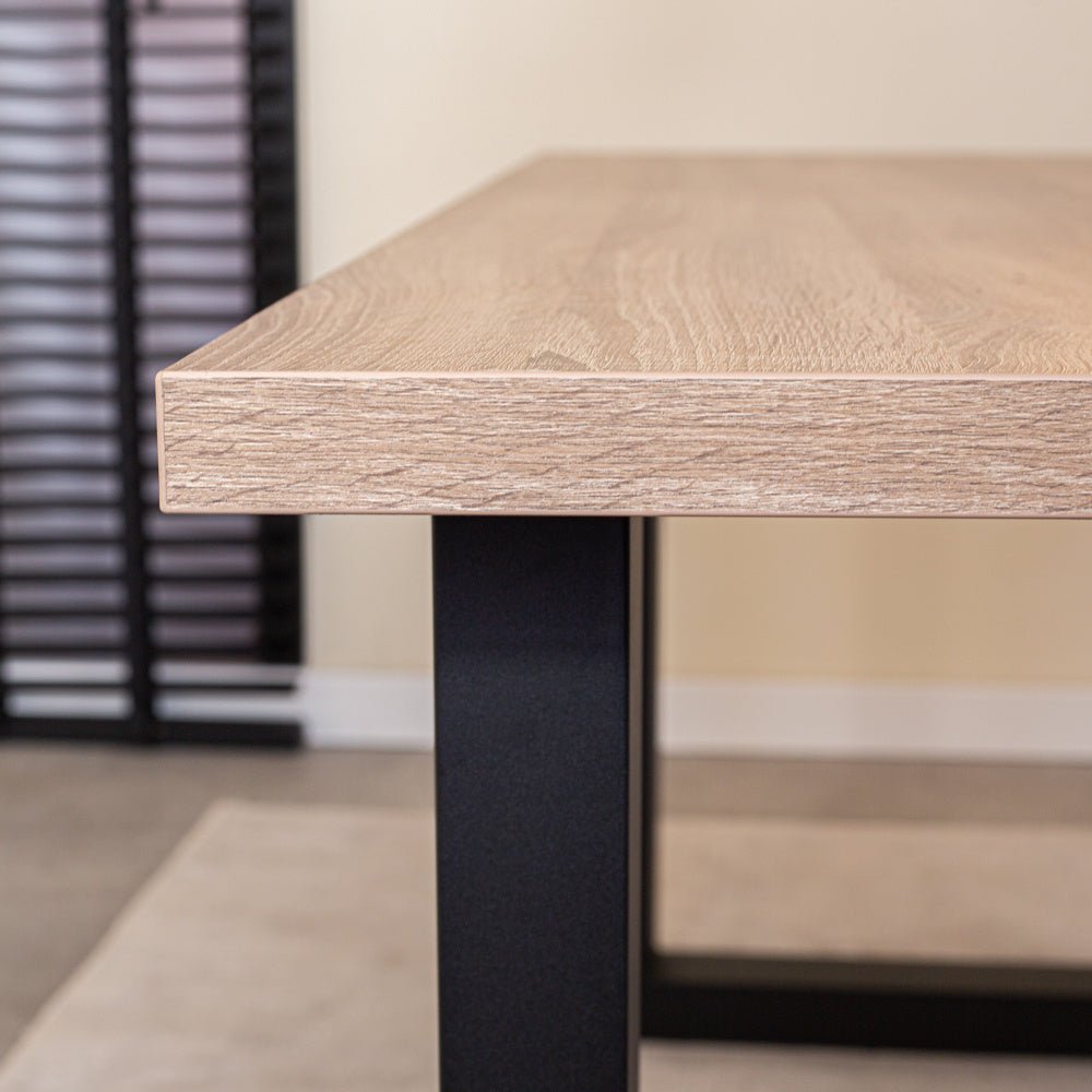 Tablero de mesa Lenzo Robson Roble Dimehouse Marrón L x An x Al 162x83x7 Melamina Atmósfera foto detalle