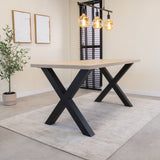 Tablero de mesa Lenzo Robson Roble Dimehouse Vista frontal diagonal marrón L x An x Al 192x103x7 melamina Foto atmosférica