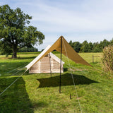 Toldo Lona algodón beige 420x420x240 cm Dimehouse Vista frontal en diagonal Beige L x An x Al 66x16x14 Algodón Foto atmosférica