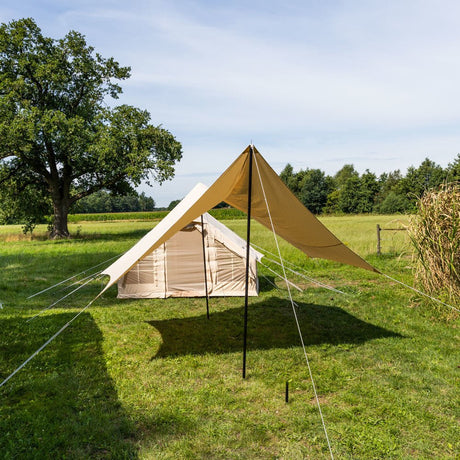 Toldo Lona algodón beige 420x420x240 cm Dimehouse Vista frontal en diagonal Beige L x An x Al 66x16x14 Algodón Foto atmosférica