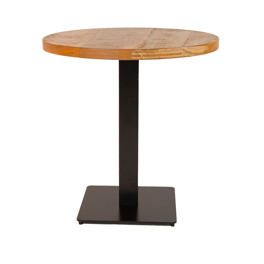 Mesa de comedor Mesa de bistro Redonda Dimehouse Marrón LxAnxAl 77x77x7 Madera de mango Vista frontal de la foto en blanco