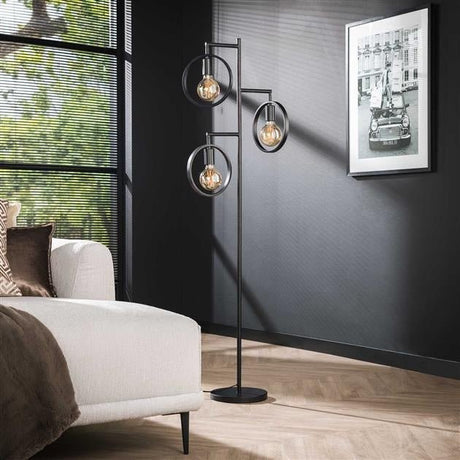 Lámpara de pie Fabiola DH Interior Charcoal L x An x Al 61x61x12 Metal Atmospheric photo vista frontal diagonal