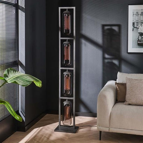 Lámpara de pie Hilda DH Interior negro L x An x Al 190x41x29 Metal Vista frontal en diagonal Foto atmosférica