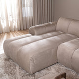Sofás-Sofá rinconera con salón tejido textura terciopelo beige - rayas - izquierda - Brix-Dimehouse