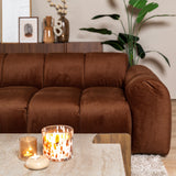Sofás-Sofá rinconera con salón tejido textura terciopelo cobre - rayas - izquierda - Brix -Dimehouse