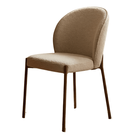 Silla de comedor bouclé color arena Jiro - estructura aspecto nogal - Japandi
