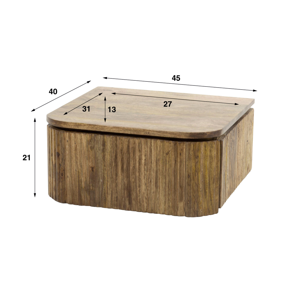 Mesita de noche Maria DH Interior Mango LxAnxAl 51x47x27 Madera de mango Indicación de tamaño de foto en blanco